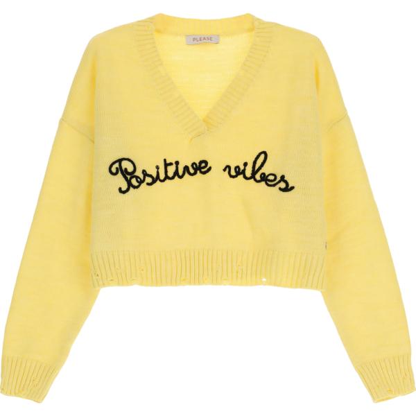 maglieria Please giallo con stampe