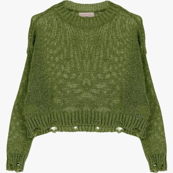 maglieria Please verde tinta unita