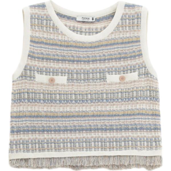 top Please grigio a righe