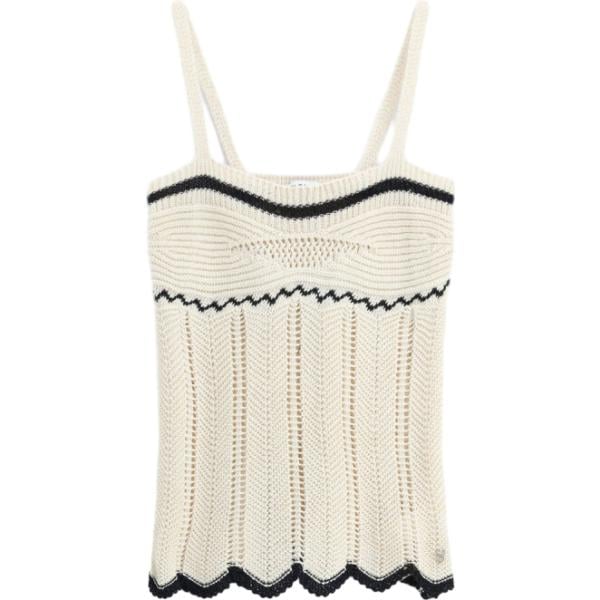 Top da donna in bianco avorio lavorato a maglia con spalline Please