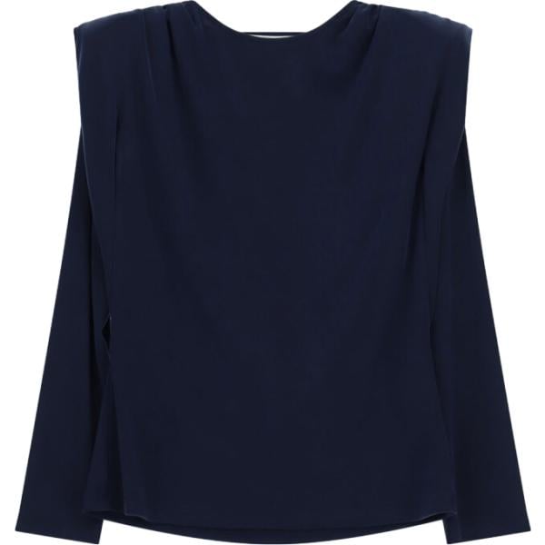 T-shirt da donna in blu scuro a maniche lunghe Please
