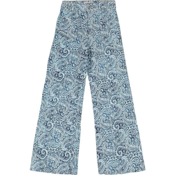 jeans a zampa Please verde a fiori