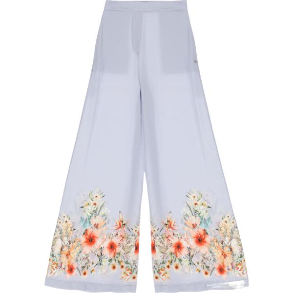 pantaloni a palazzo Please viola con stampe
