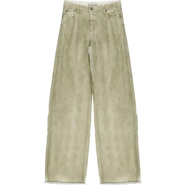 pantaloni Please verde tinta unita
