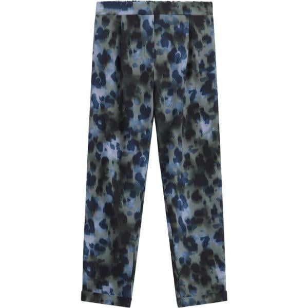 Pantaloni da donna in nero pece con stampe Please
