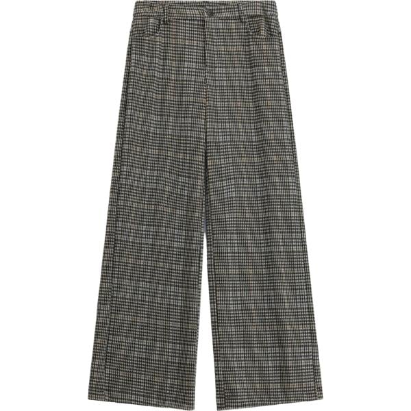 Pantaloni da donna in grigio scuro a quadri a vita alta Please