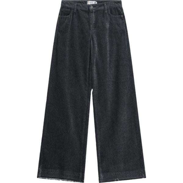 Pantaloni da donna in nero pece con frange cinque tasche a vita alta Please