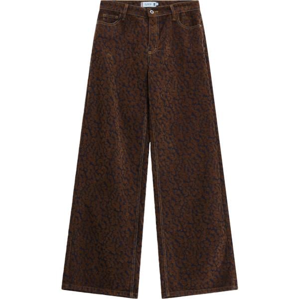 Pantaloni a palazzo da donna in marrone chiaro animalier cinque tasche Please