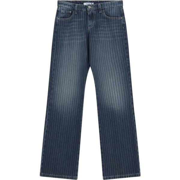 Jeans dritti da donna in blu scuro a righe in denim Please Please