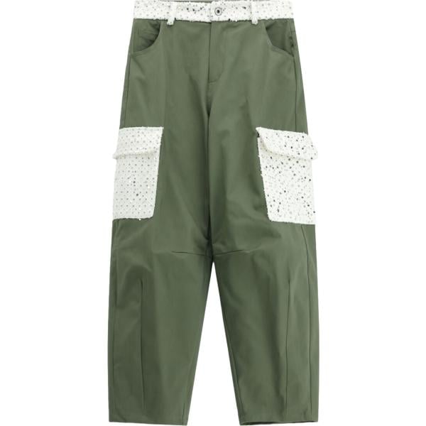 Pantaloni cargo da donna in verde scuro maxi con cintura Please