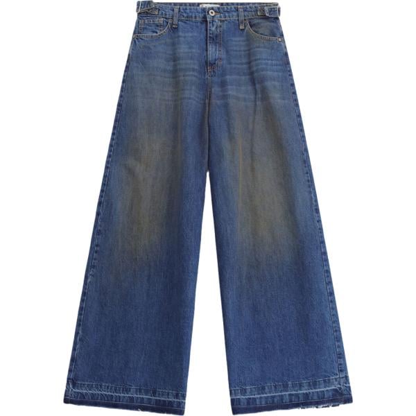 Jeans da donna in blu scuro con frange in denim Please