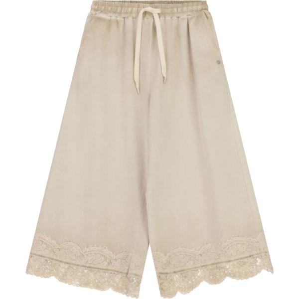 Pantaloni culotte da donna in grigio scuro con pizzo con coulisse Please