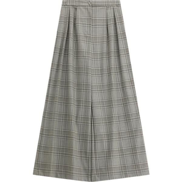 Pantaloni a palazzo da donna in grigio scuro a quadri a vita alta con zip Please