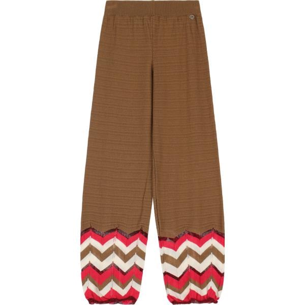 pantaloni Please marrone con stampe