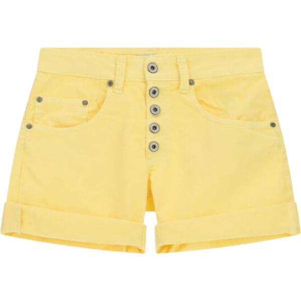 Shorts da donna in giallo chiaro con bottoni Please