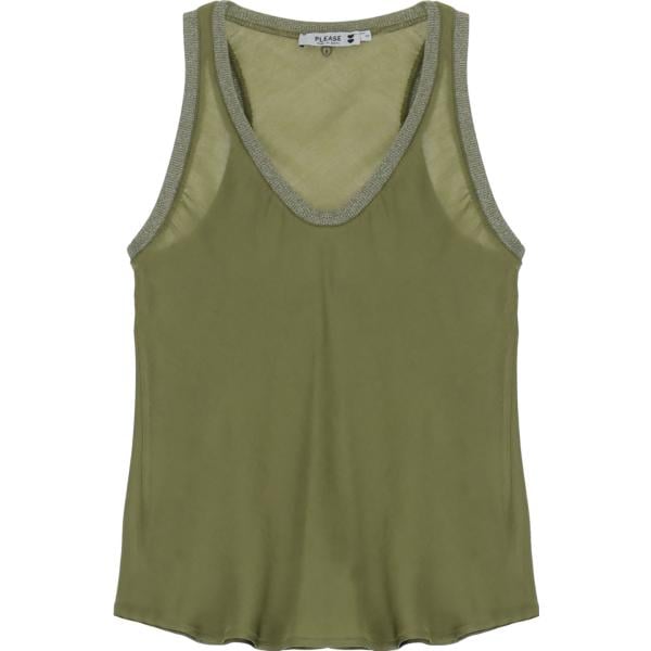 top Please verde tinta unita