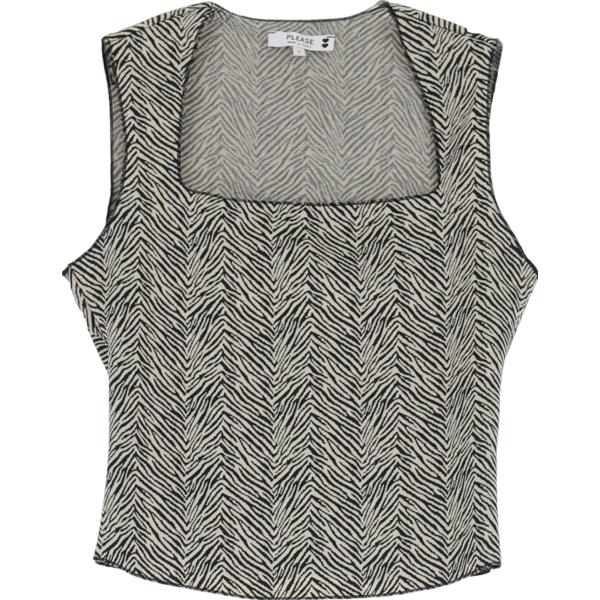 top Please grigio con stampe