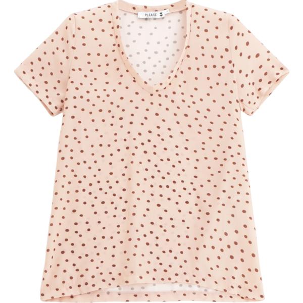 t-shirt Please marrone con stampe