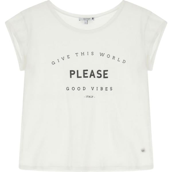 t-shirt Please bianco con stampe
