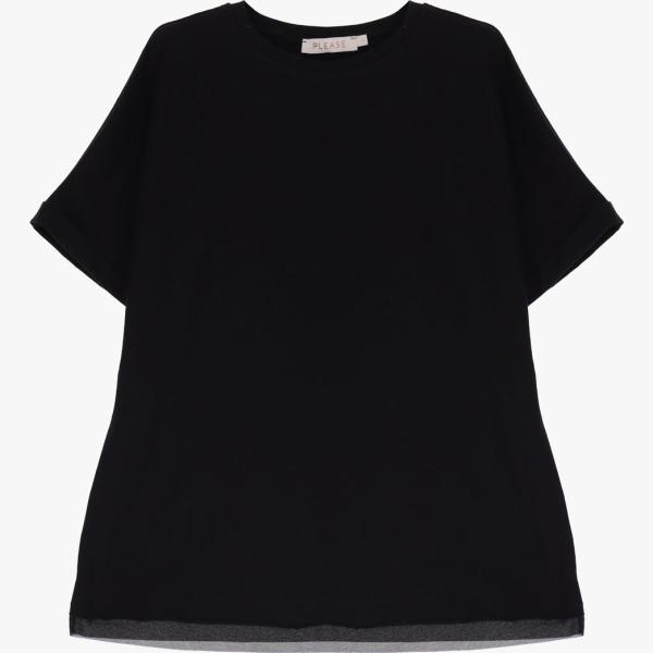 t-shirt Please nero tinta unita