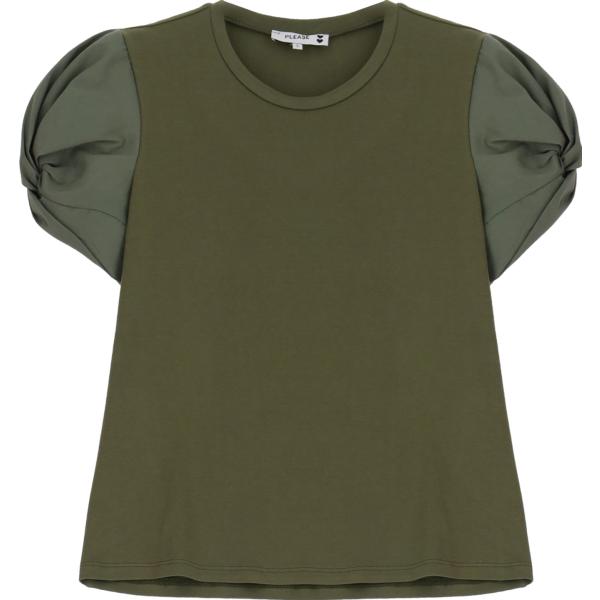 t-shirt Please verde tinta unita
