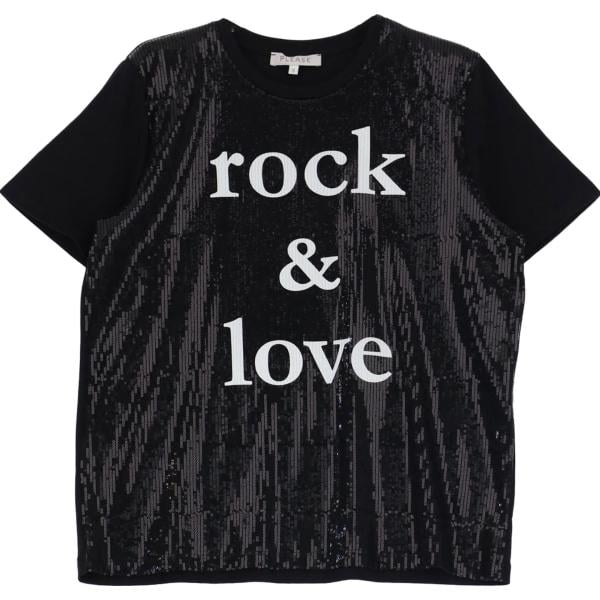 t-shirt Please nero con stampe