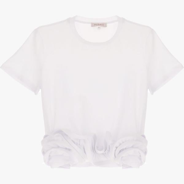 t-shirt Please bianco tinta unita