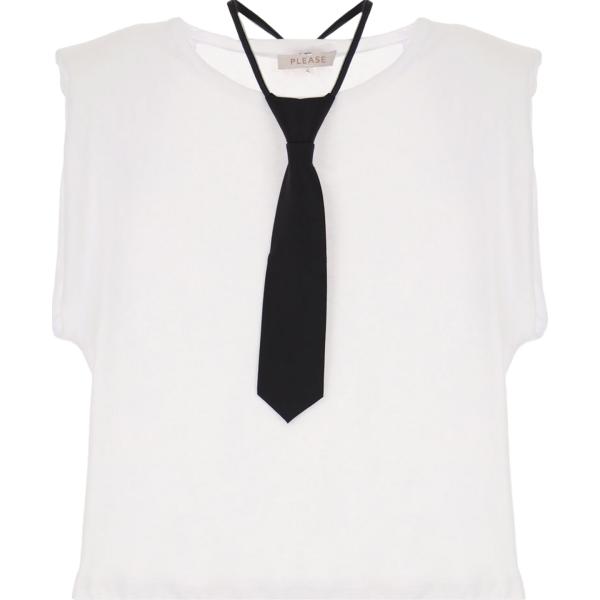 t-shirt Please bianco tinta unita