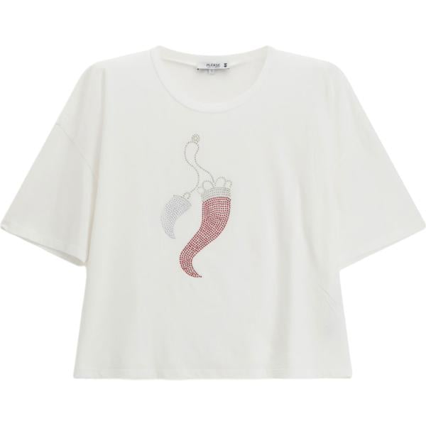t-shirt Please bianco con stampe