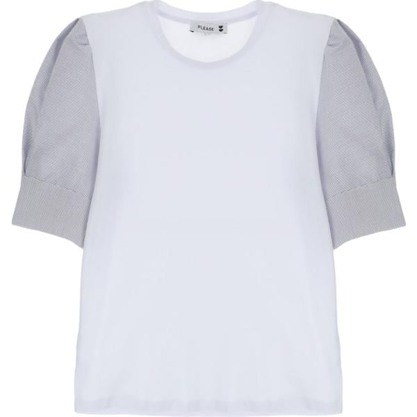 t-shirt Please bianco a righe