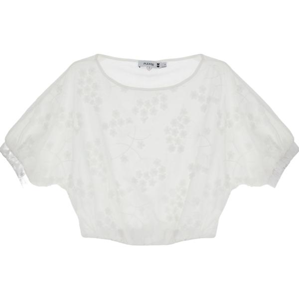 t-shirt Please bianco a fiori