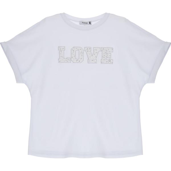 t-shirt Please bianco con stampe