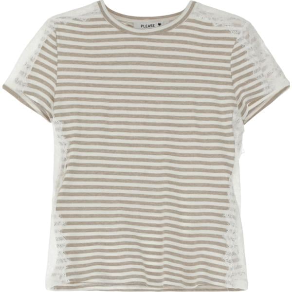 t-shirt Please bianco a righe