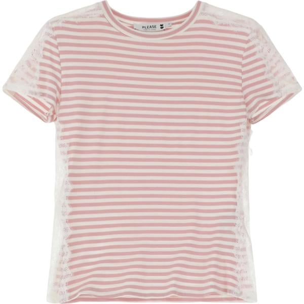 t-shirt Please bianco a righe