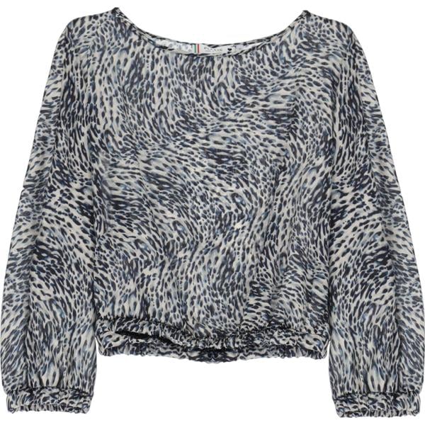 top Please grigio con stampe