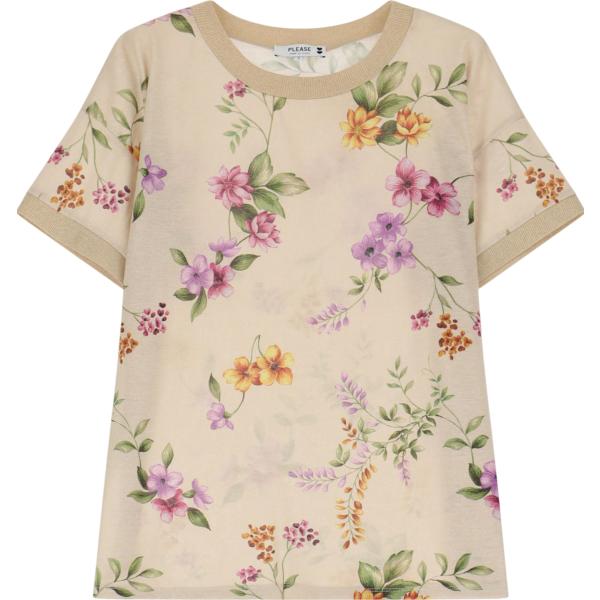 t-shirt Please marrone con stampe