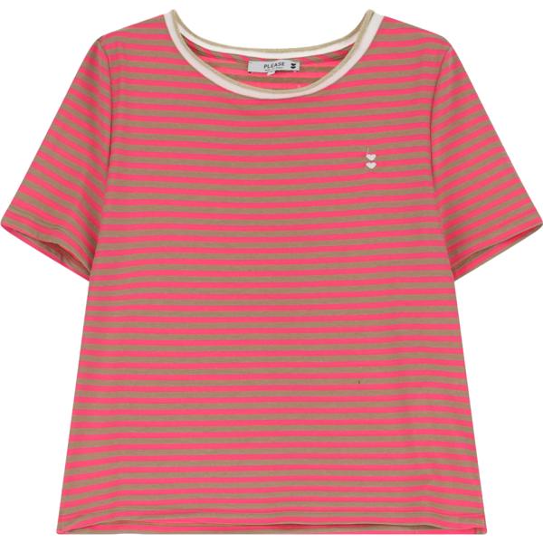 t-shirt Please rosa a righe