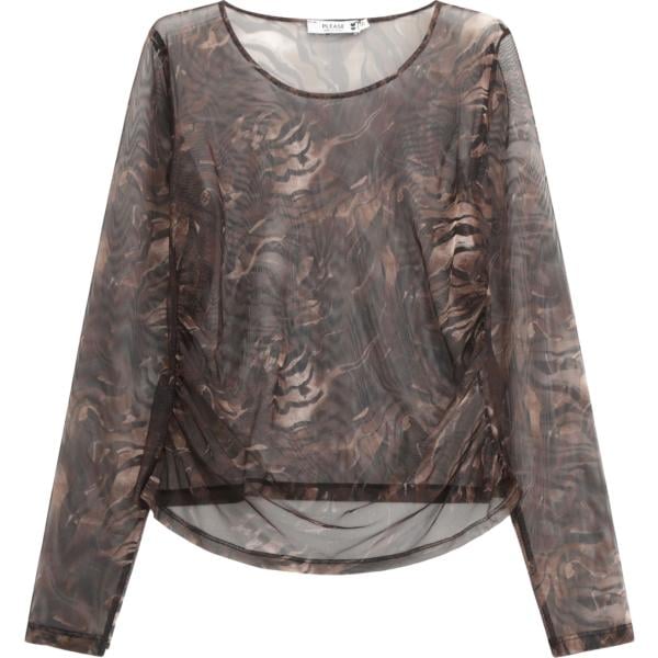 maglieria Please marrone con stampe