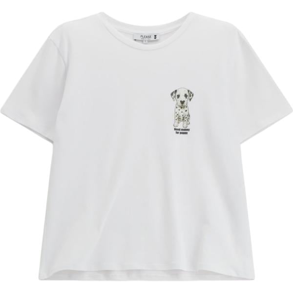 t-shirt Please bianco con stampe