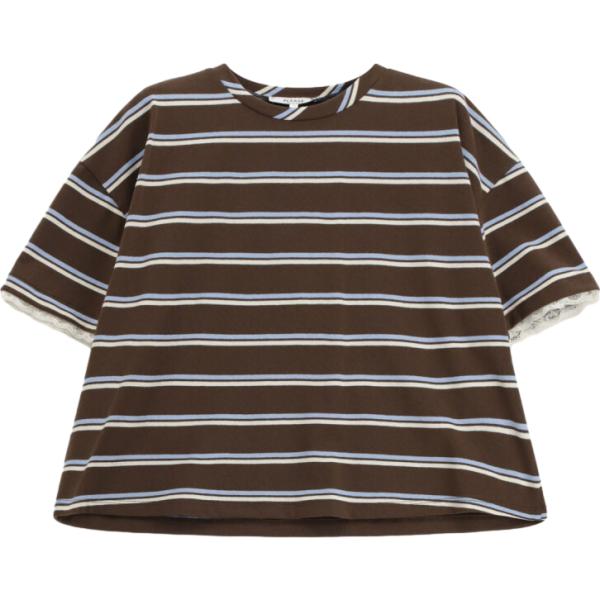 t-shirt Please marrone a righe