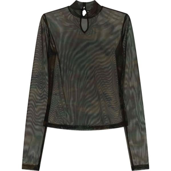 top Please grigio con stampe