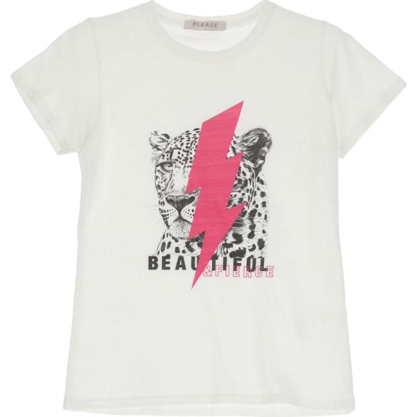 t-shirt Please bianco con stampe
