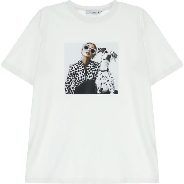 t-shirt Please bianco con stampe