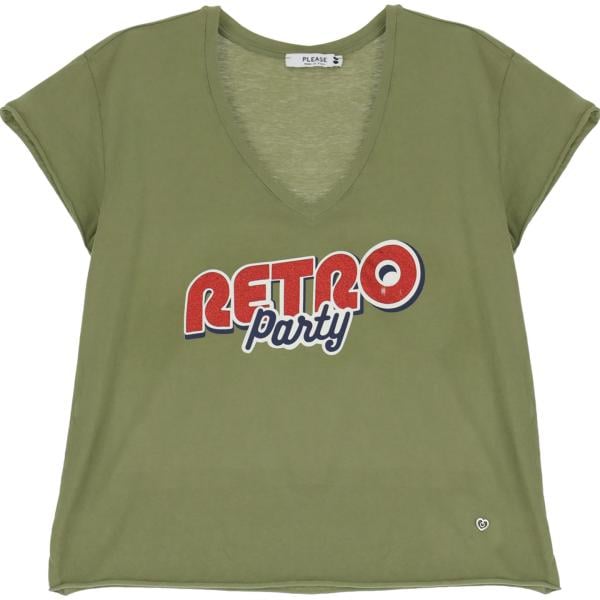 t-shirt Please verde con stampe