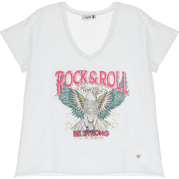 t-shirt Please bianco con stampe