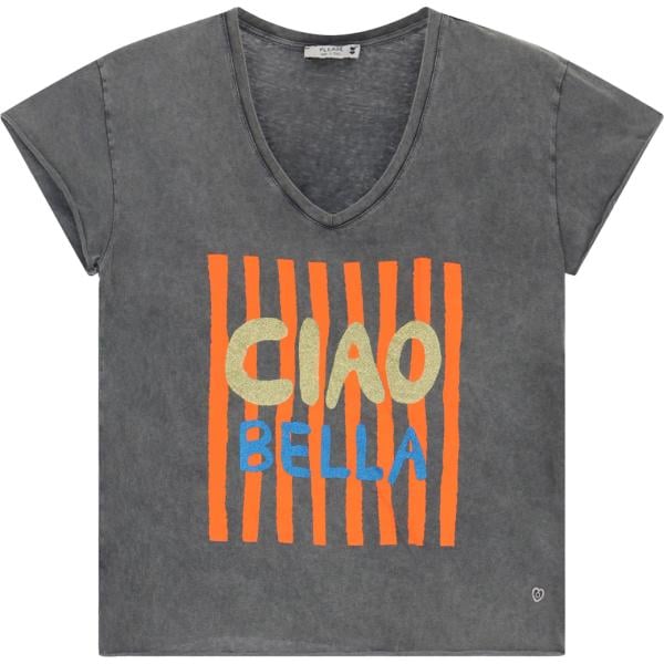 t-shirt Please grigio a righe