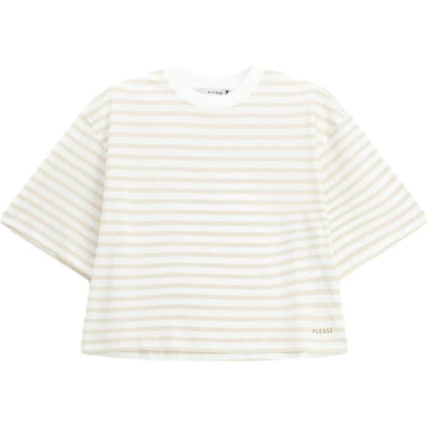 t-shirt Please bianco a righe