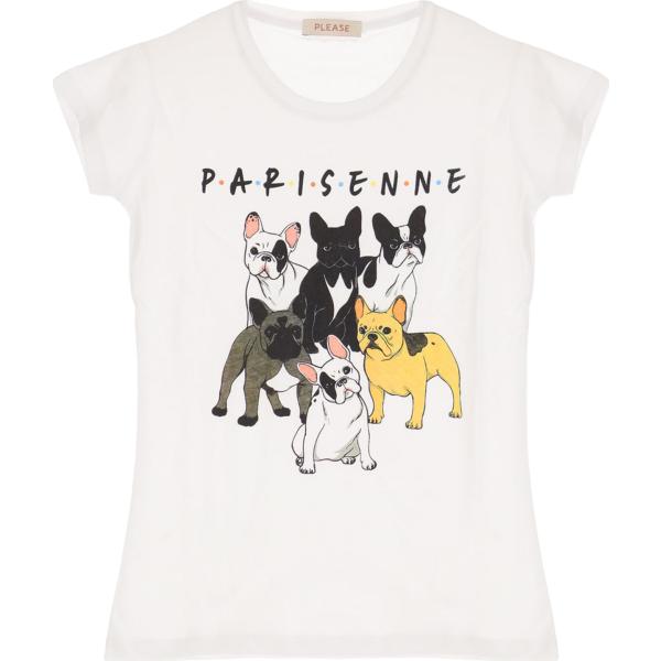 t-shirt Please bianco con stampe