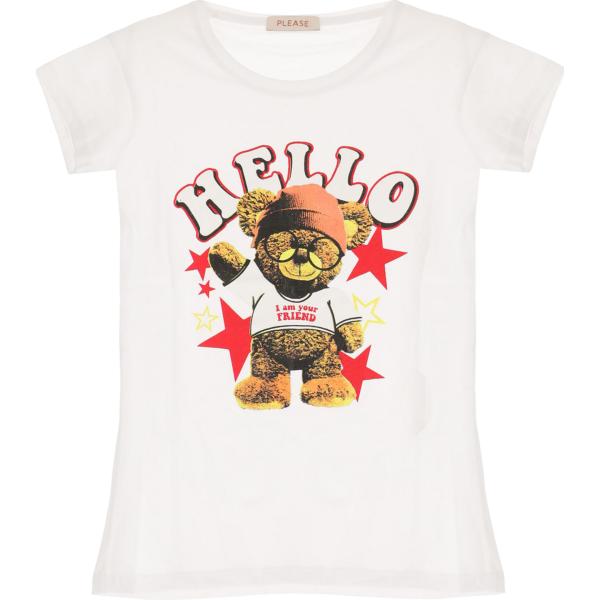 t-shirt Please bianco con stampe