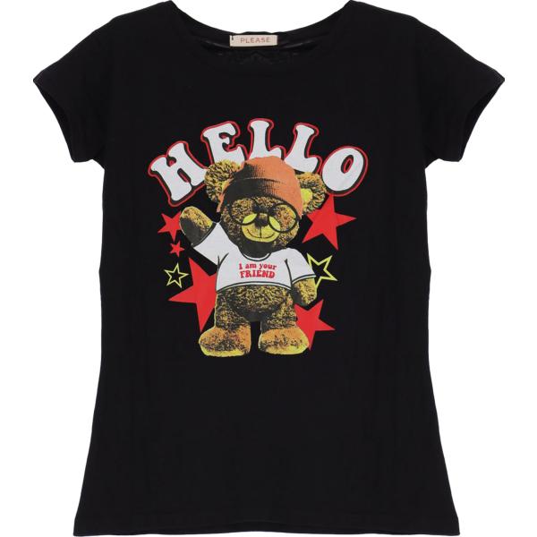 t-shirt Please nero con stampe
